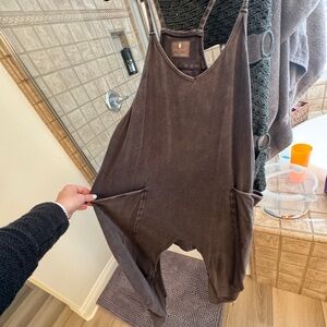 Free People - Gray Overalls with Pockets - Size Small